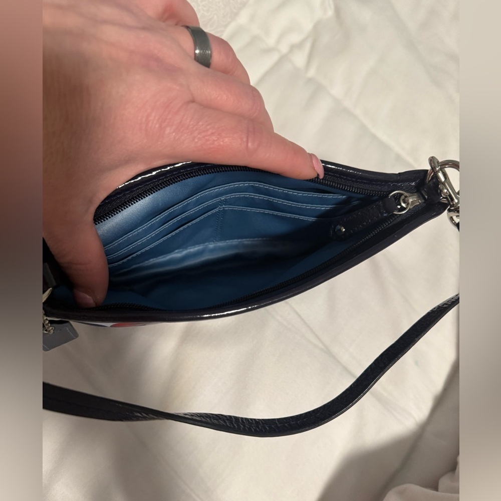 Coach Geometric Print Wristlet in Red, Blue, and White Horse and Carriage Emblem - Picture 8 of 8